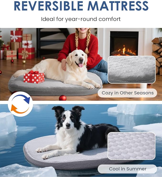 Orthopedic Dog Bed for Large Dogs, Pet Sofa Bed with Egg Crate Foam, 4-Sided Bolster, Removable Washable Cover & Anti-Slip Bottom, XX-Large Gray