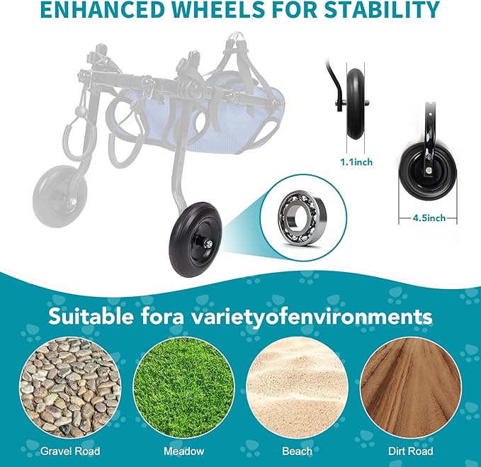 Dog Wheelchair for Back Legs with Pet Traction Rope, Medium Wheelchair for Dogs with Disabled Hind Legs Walking Adjustable Dog Carts with Heavy Duty Wheels