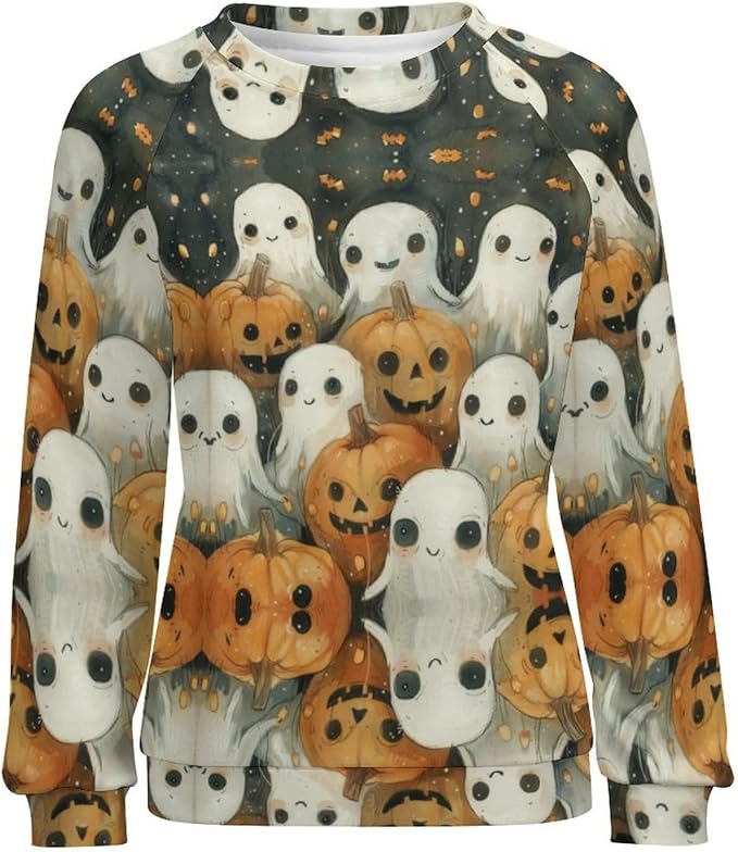 Womens novelty funny cat printed crewneck sweatshirt casual loose long sleeve graphic pullover sweatshirts tops
