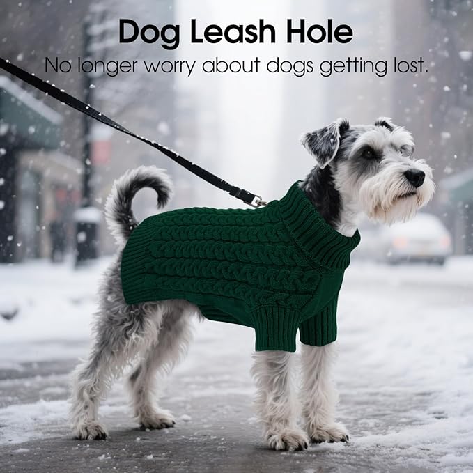 SAWMONG Dog Sweater, Dog Sweaters for Large Dogs Girls Boys, Pullover Turtleneck Knitted Doggy Sweatshirt, Cold Weather Pet Clothes（Green, Large