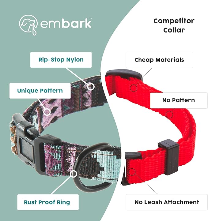 Embark Adventure Dog Collar – Stylish & Durable Nylon Collar for Medium Dogs, Comfortable & Adjustable Pet Collar for Medium Sized Dog with Strong Buckles