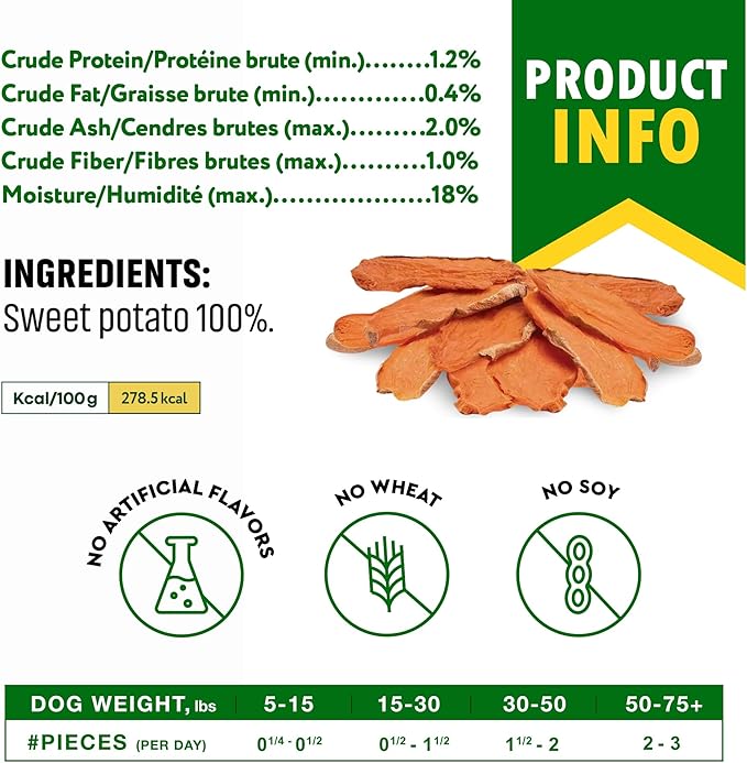Dog Treats Sweet Potato Chips 11 oz - All Natural Pet Snack Chews - Grain Free & Human Grade Dried Snacks in Bulk - Best Jerky for Training Small & Large Dogs (Pack of 2)