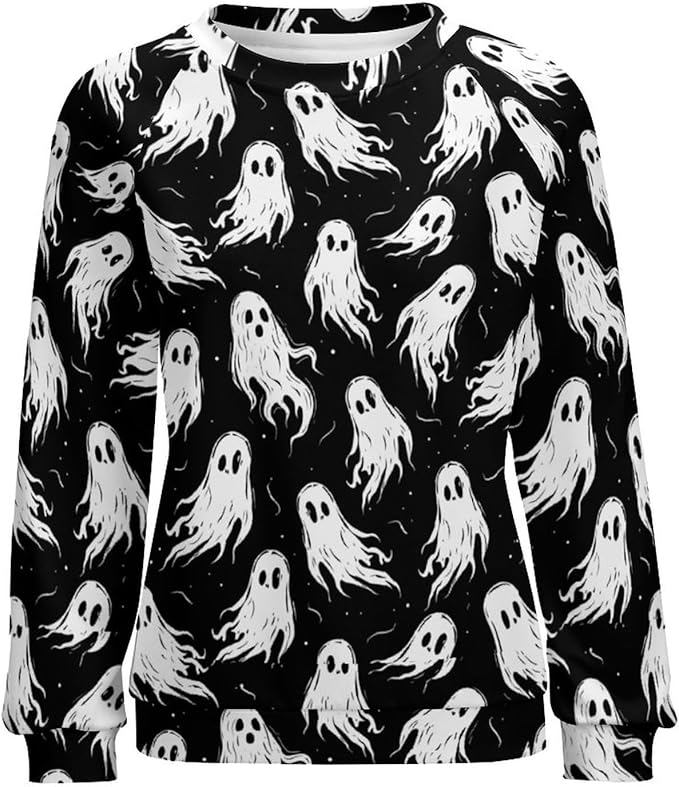 Womens novelty funny cat printed crewneck sweatshirt casual loose long sleeve graphic pullover sweatshirts tops