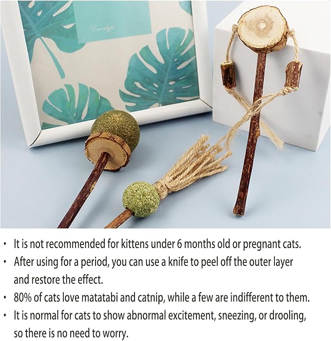 Bigpomelos 3 PCS Natural Catnip Cat Toys Set - Cat Nip Chew Toy with Silver Vine & Sisal Rope for Kitten Teething, Dental Care, Anxiety Relief - Durable Cat Toy for Indoor Cats, Kittens to Adults