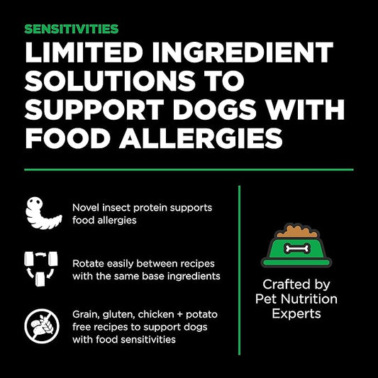 Go! Solutions Sensitivities Limited Ingredients, Grain-Free Dry Dog Food, Insect Recipe for Sensitive Stomach, 22 lb Bag