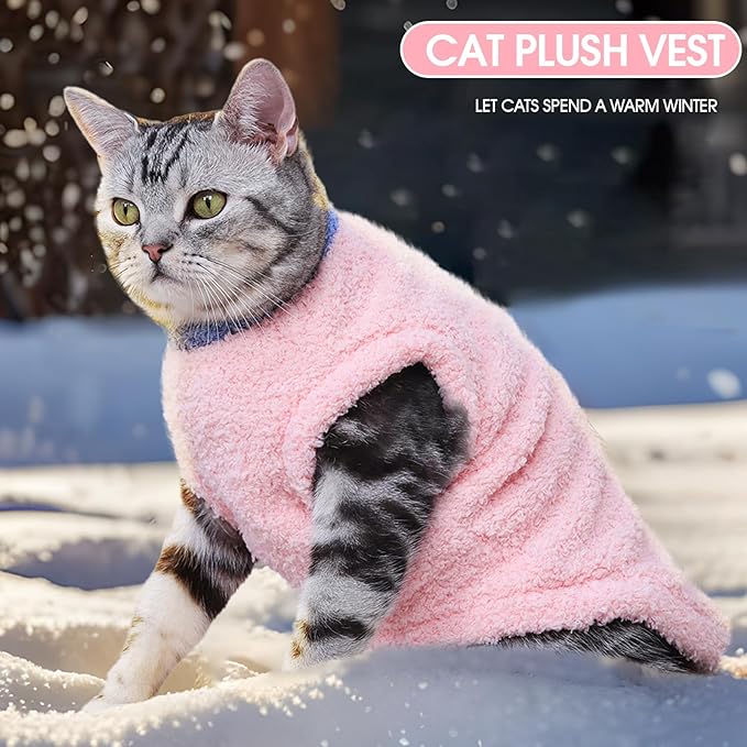 Cat Sweater, Warm Kitten Coat Fleece Vest, Sphynx Hairless Cat Shirts, Soft Pajamas for Cats Only