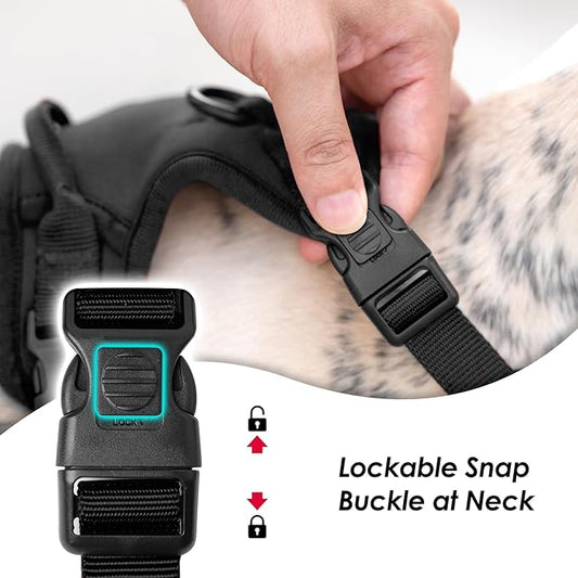 No Pull Dog Harness, Puppy Vest with Front Clip for Small Medium Large Sized Dog (Black,L)