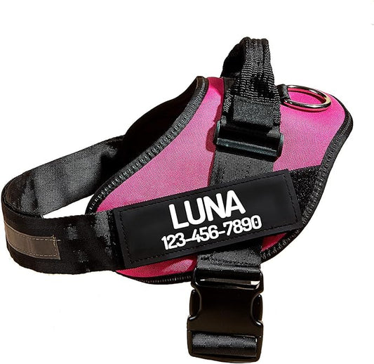 PawPawify Custom No Pull Dog Harness with Name and Phone Number, Heavy Duty Personalized Pet Vest to Prevent Tugging, Pulling, or Choking, Training and Walking (Pink, XL (Chest 28-35in))