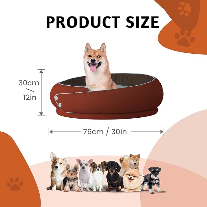 Round Orthopedic Dog Bed, Medium Pet Bed with Supportive Foam, Soft and Cozy Cushion for Anxiety Relief, Removable & Washable Cover, Comfortable Sofa-Style Bed for Dogs and Cats