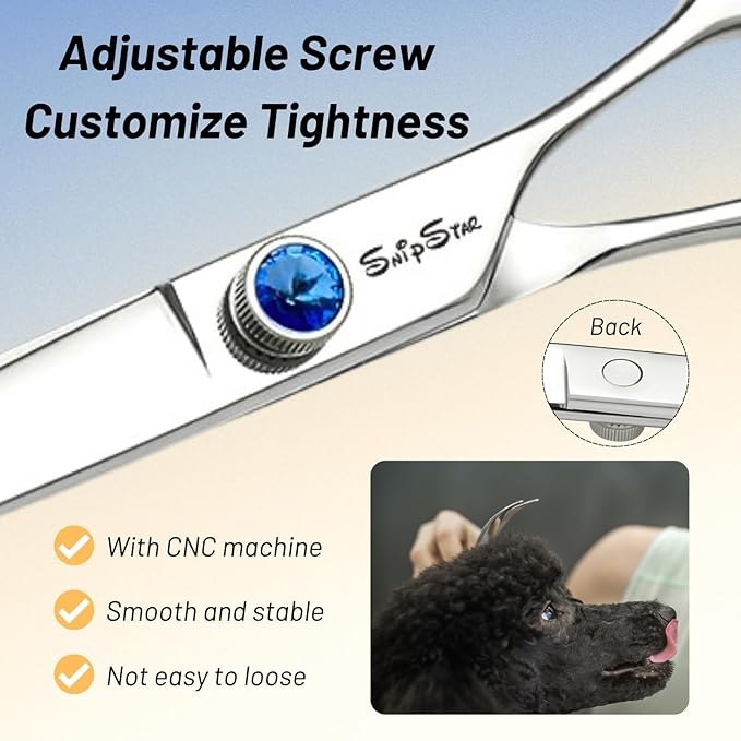 7.5inch Curved Dog Grooming Scissors, VG10 Stainless Steel Sharp Professional Dog Scissors for Grooming, 25° Bend Safety Pet Trimming Shears for Dogs Cats Groomer, with Ergonomic Handle
