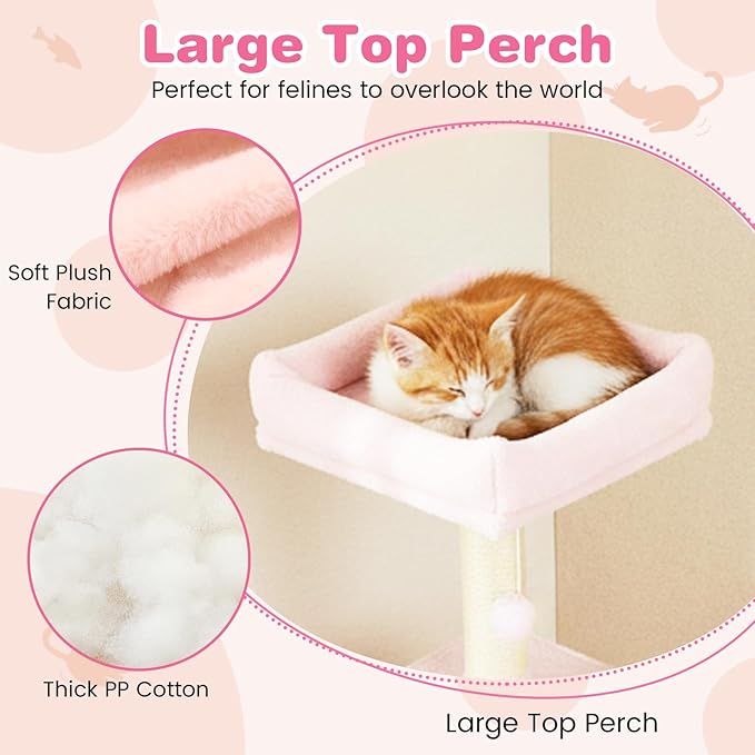 Tangkula Cat Tree for Indoor Cats, 75 Inch Extra Tall Cat Tower with Sisal Scratching Post, Padded Top Perch, Dual Condos, Hammock, 2 Dangling Balls, Platforms, Multi-Level Cat Climbing Furniture