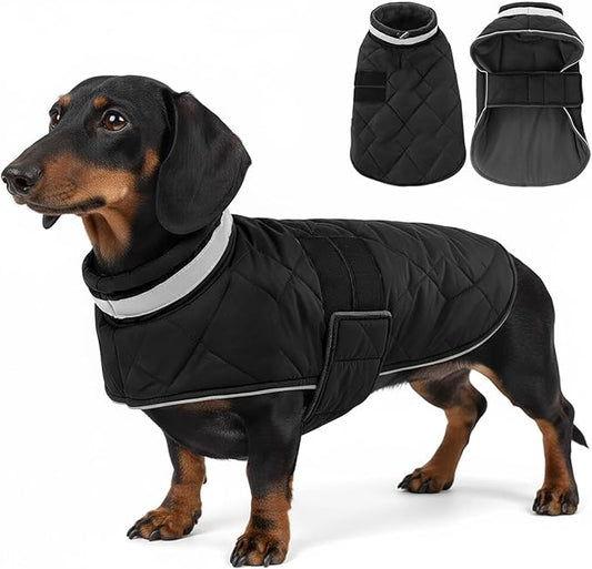 Dog Winter Coat Warm Padded Puppy Jacket Windproof Water Resistant Clothes for Small Medium Large Pets Christmas Sweater Outfit Vest(Black, M)