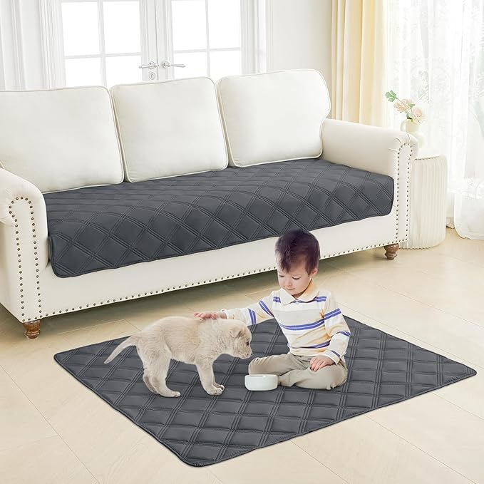 Smiry Waterproof Dog Bed Cover Blanket 52x82, Soft Reversible Pet Blanket, Washable Leakproof Cats Dogs Couch Cover for Sofa, Couch, Furniture, Lattice, Dark Grey/Dark Grey