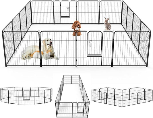 SMUG Heavy-Duty Iron Dog Playpen – 16 Panels 40” Durable, Rust-Resistant Pet Fence for Indoor & Outdoor Use, Secure & Spacious Pet Play Area for Dogs, Puppies & Small Animals