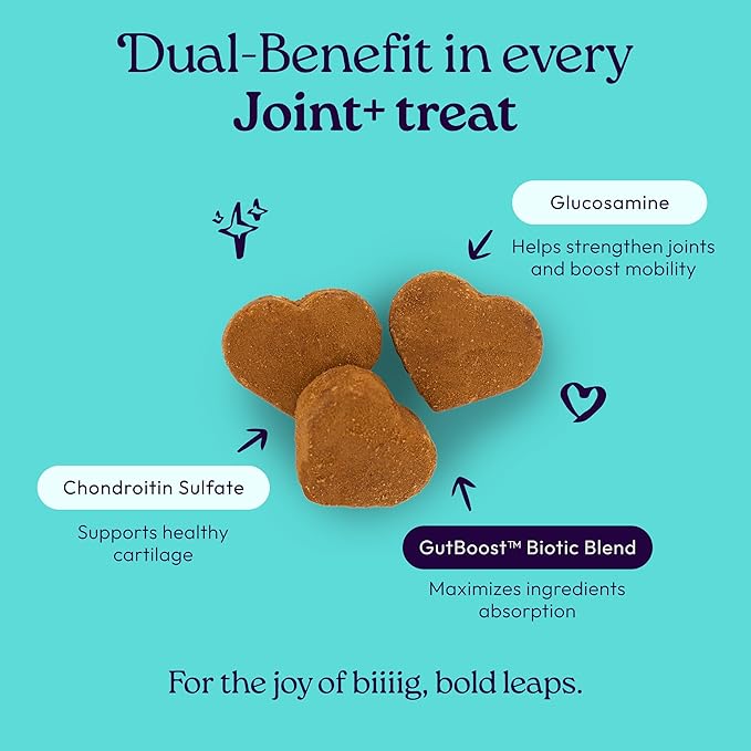 New! WellJoy Dog Treat Joint+ GutBoost | Glucosamine | Healthy Joints & Cartilage | Dual-Benefit GutBoost Formulation | Vet Formulated | Made in USA | Made with Real Shredded Chicken | 30 Soft Chews