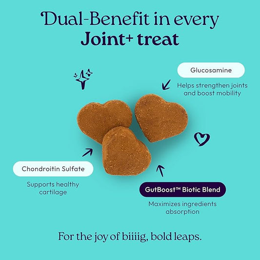 New! WellJoy Dog Treat Joint+ GutBoost | Glucosamine | Healthy Joints & Cartilage | Dual-Benefit GutBoost Formulation | Vet Formulated | Made in USA | Made with Real Shredded Chicken | 30 Soft Chews