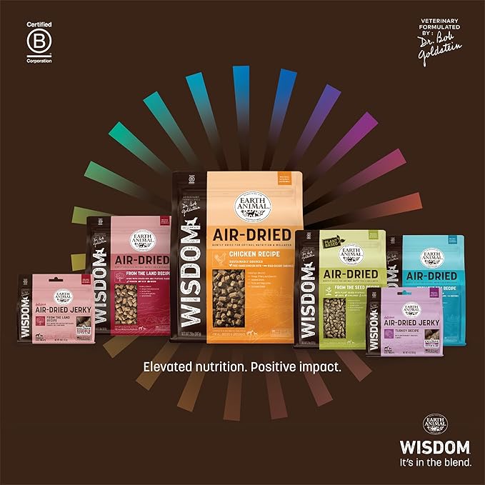 Earth Animal Wisdom Air Dried Jerky - Seasonal Holiday Feast Premium Natural Jerky Strips Dog Treats - 3 Pack 4 oz Bag