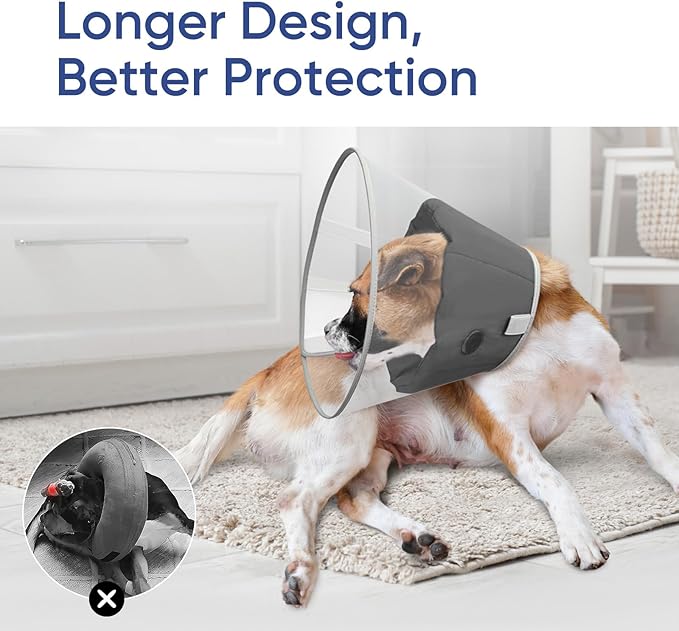 Supet Upgraded Dog Cone with Soft Liner, 20% Lighter Plastic Elizabeth Collar After Surgery to Stop Licking, for Spay Neuter Skin Problems Recovery, for Small Medium Active Large Dogs(Black,2XL)