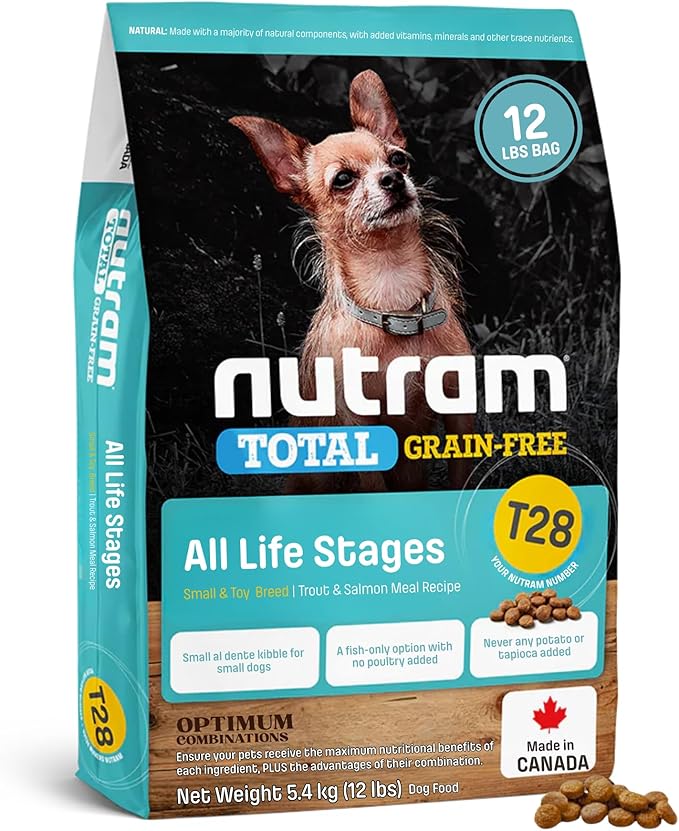 T28 Grain-Free Dog Food for Small & Toy Breeds – High Protein Trout & Salmon Meal Kibble | Chicken-Free, Limited Ingredient, Fish Dry Dog Food for Small Dogs & Puppies (12 Pounds)