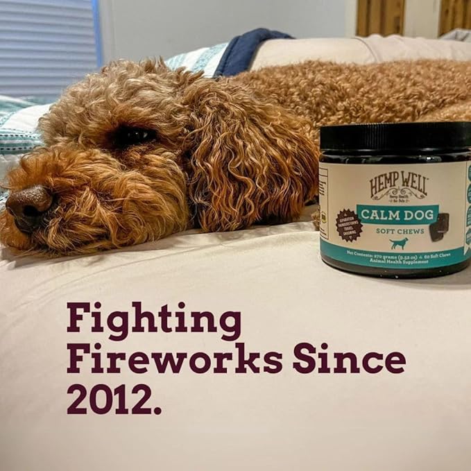 Hemp Well Calm Dog Soft Chews: 60 ct. Organic Hemp Infused with Melatonin - Calming Chews for Separation, Thunderstorms, and Stress - 1 Pack Chews
