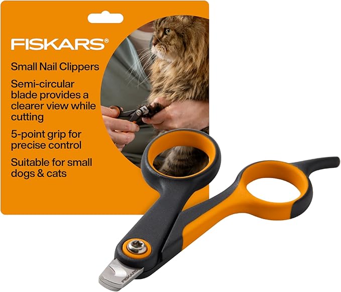 Fiskars Pet Small Pet Nail Clippers, Cat and Dog Nail Clippers, Precision Stainless Steel Blades & SoftGrip Handle, 4.25”, Orange/Black