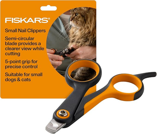 Fiskars Pet Small Pet Nail Clippers, Cat and Dog Nail Clippers, Precision Stainless Steel Blades & SoftGrip Handle, 4.25”, Orange/Black