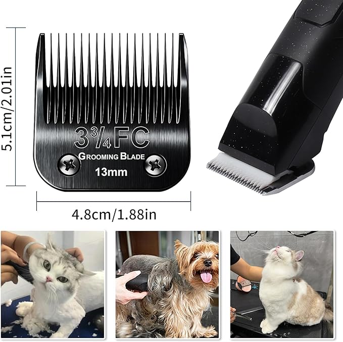3 Pcs Size 3-3/4FC Detachable Dog Grooming Blades, Compatible with Andis, Oster A5, Wahl KM10 Series Clippers, Cut Length 13mm, Black (3-3/4FC 13mm, 3Pcs)