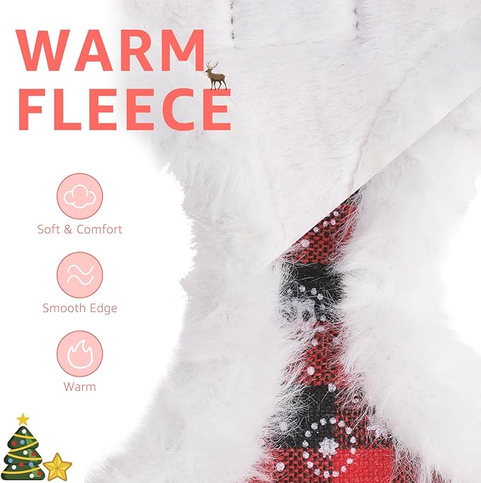 SCENEREAL Dog Christmas Harness Collar and Leash Set, Warm Fleece No Pull Puppy Vest Harnesses No Chock Adjustable Step in Small Pet Halter for Outdoor Walking Training, Black Red Plaid XS