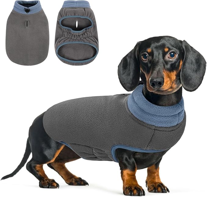 Queenmore Dog Sweater, Soft Fleece Vest Pullover Dog Jacket with Elastic Stretchable, Warm Winter Dog Coats Cold Weather Doggy Dachshund Sweaters for Small Dogs Cats Boy or Girl (Grey, XS)