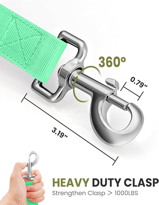 OutdoorMaster Bungee Dog Leash, Heavy Duty Dog Leash with Shock Absorption, 2 Padded Handles Training Leash, Improved Dog Safety and Comfort (Green, 4 FT)