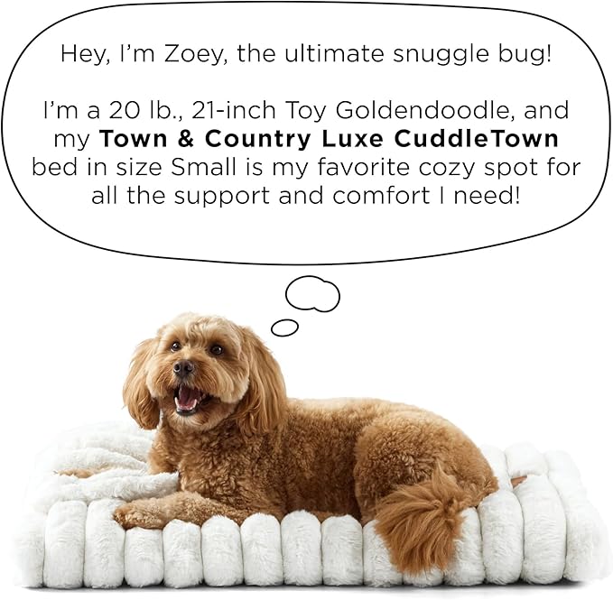 TOWN & COUNTRY LUXE CuddleTown Ribbed Bubble Stripe Pillow Crate Mat Pet Bed, Machine Washable Cover, Soft & Calming, Non-Slip Bottom, Brown, Small 30"x21"x3"