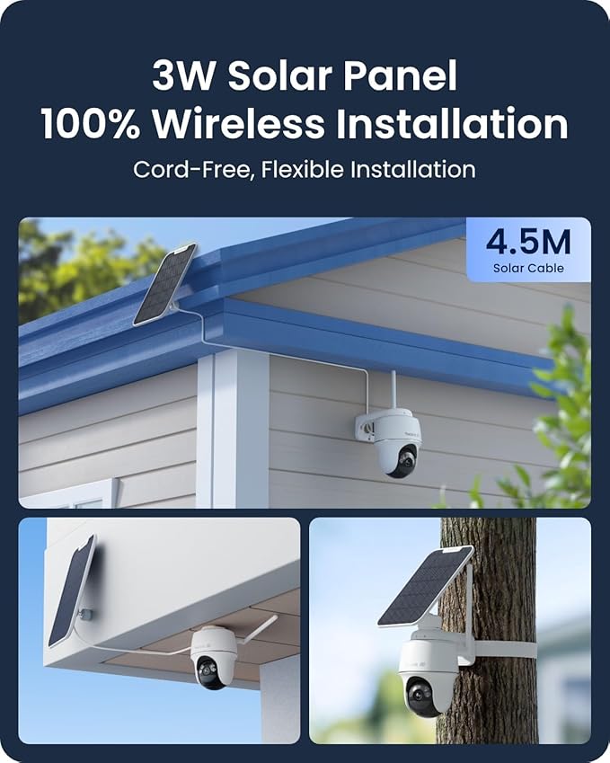 REOLINK 4K Solar Security Camera Outdoor, Encrypted Local Storage Camera System, 360° Pan Tilt, Smart Detection, No Monthly Fee, Home Hub with 4X PT Ultra + Solar Panel