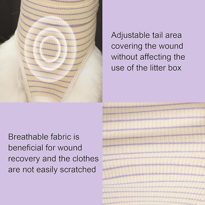 H HIDREAM Cat Clothes for Cats Only Female,Onesie for Women Spaying, Weaning, Skin Disease, Adjustable Cat Surgical Recovery Suit Gown Purple S
