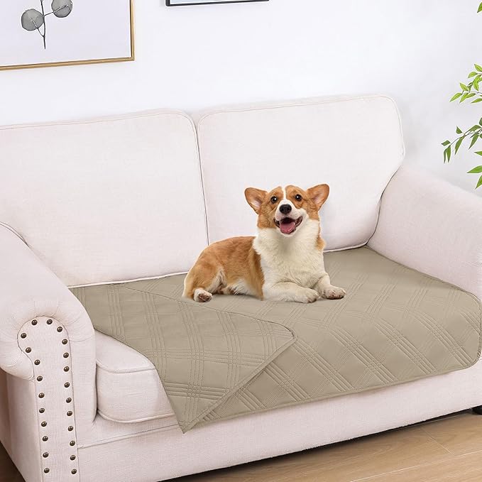 hyha Waterproof Dog Blanket, Reversible Pet Bed Blanket, Soft Sofa Couch Cover for Dogs Washable, Waterproof Pet Couch Covers for Sofa Puppy Cats Furniture Protector(30"x53", Taupe/Taupe)