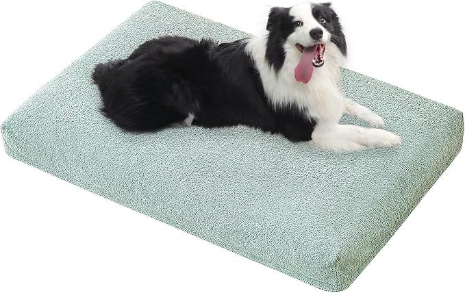 Dog Bed Crate Pad - Machine-Washable Removable Cover with Waterproof Liner, Luxury Dog Couch Bed with Non-Skip Bottom for Medium-Large Dogs & Most Crates (Green,35" x 22")