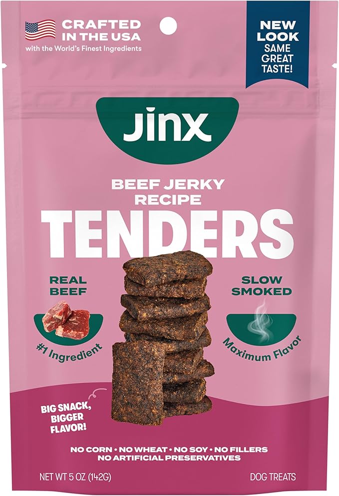 Jinx Beef Tenders Jerky Dog Treats – Soft & Chewy, All Natural Dog Jerky Treats with Grass-Fed Beef - Pet Products for All Dogs (Puppies, Adults & Seniors) - 5oz