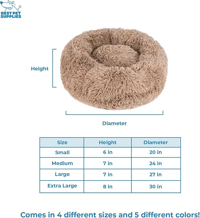 Best Pet Supplies Dog House Bed Crate Mat Tent Indoor Round Soft Plush for Small, Medium, and Large Breeds - Caramel, 30 x 30 x 8