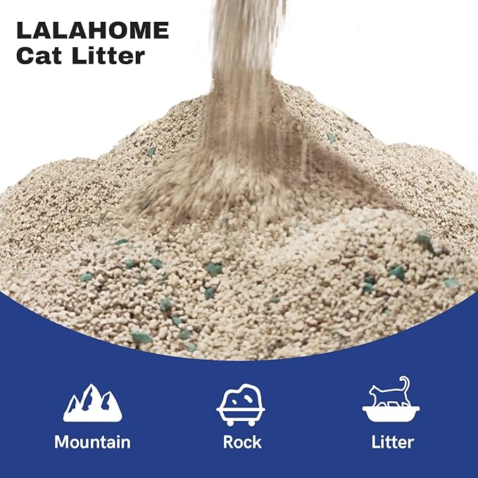 LALAHOME Clumping Cat Litter, Premium Bentonite Cat Litter Sodium-Based, Dust-Free, Strong Durability, Odor Control, Natural Mineral Formula Unscented Litter for RealScooper - 15 lb. Box
