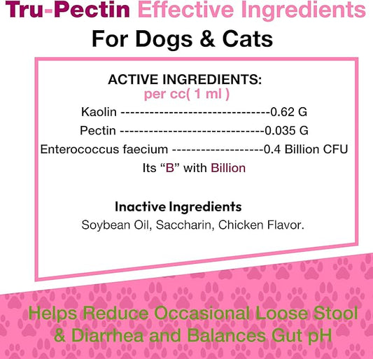 Tru-Pectin Anti-Diarrheal Oral Paste for Dogs & Cats – Chicken Liver Flavor –Helps Reduce Occasional Loose Stool & Diarrhea, Balance Gut pH, Support Normal Digestion & Gut Flora -Made in USA- 15cc