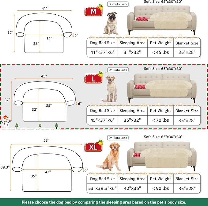 GGIB Calming Dog Bed Christmas Throw Blanket Fluffy Plush Dog Mat for Furniture Protector Decoration Holiday Throw for Sofa Couch Cover for Large Medium Small Dogs Cats