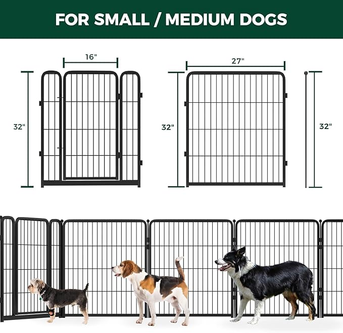 FXW Dog Gate Extra Wide Designed for Indoor Use, Adjustable Width Up to 83-inch Wide (32" H 3 Wire Panels for Small and Medium Dogs), Black
