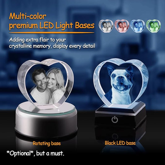 for pet Lovers, Personalized Dog, Cat Memorial Gifts for Pet Owners. Gift Box Included, Customized Laser Etched Crystal Photo (Small Heart)