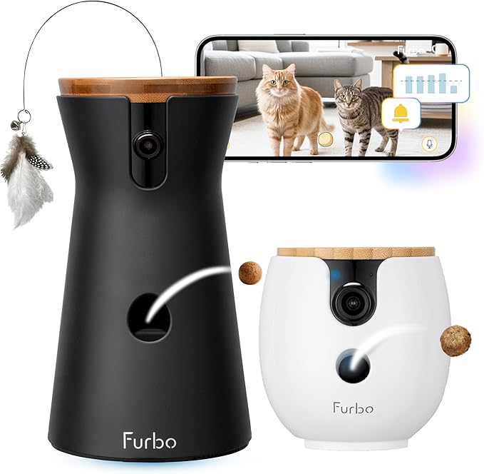 Furbo 360° Cat Camera + Mini 360° Cam (2-Camera Bundle Nanny Subscription): Cat Safety Alerts, Pet Camera with Speaker, Phone App & Night Vision (New Subscription Needed at Setup)