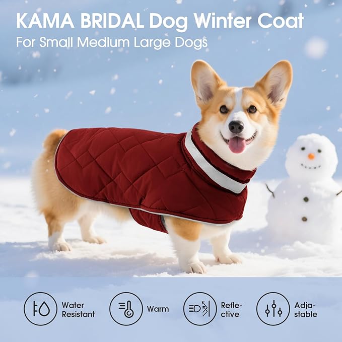 Dog Winter Coat Warm Padded Puppy Jacket Windproof Water Resistant Clothes for Small Medium Large Pets Christmas Sweater Outfit Vest(Red, XS)