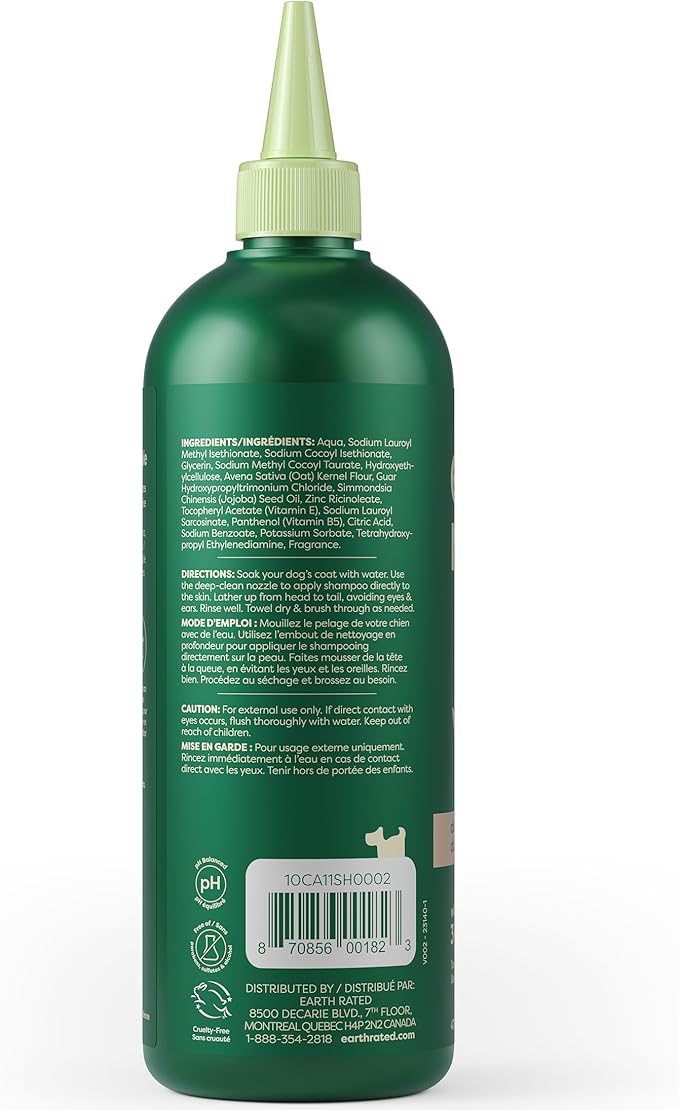Earth Rated Hypoallergenic 3-in-1 Deshed Dog & Puppy Shampoo & Conditioner, Deodorize 98.5% Natural, 16 oz