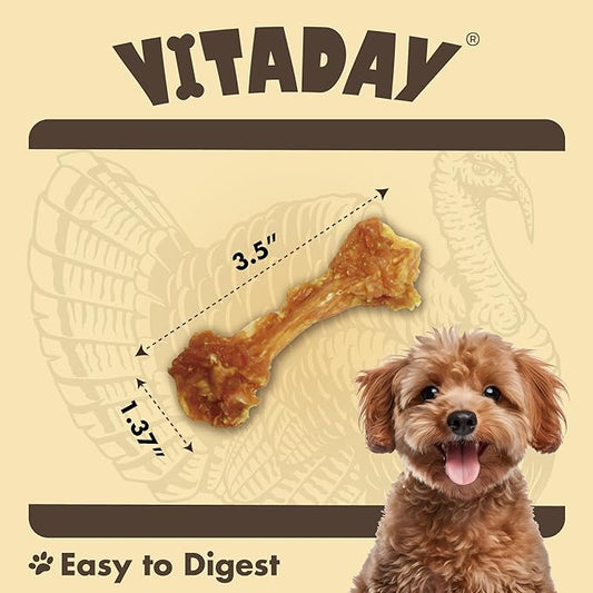 Turkey Tendons for Dogs, All Natural, Healthy Dog Treats, Long Lasting, Hypoallergenic Dog Chews, Rawhide Free, USA-Sourced, for Small Dogs, Bone (S), 4 Count Pack