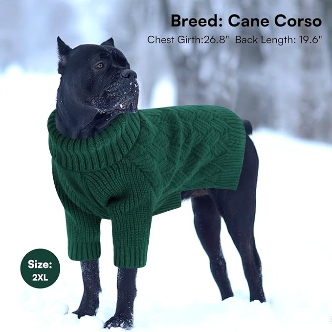 SUNFURA XS Dog Sweater, Small Dog Sweater Doggie Knitted Knitwear for Winter, Cat Pullover Christmas Sweatshirt for Yorkie Chihuahua, Warm Thick Turtleneck Clothes for Puppy, Green X-Small