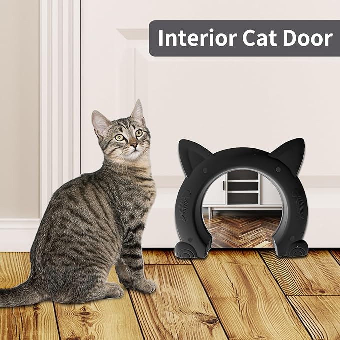 Fhiny Cat Door Interior Door, Back Friendly Kitten Doors Without Flap for Wall Durable and Easy to Install Adds Privacy Pet Door Up to 30 Lb Cute Pass Hole Corridor for Cats Doggies