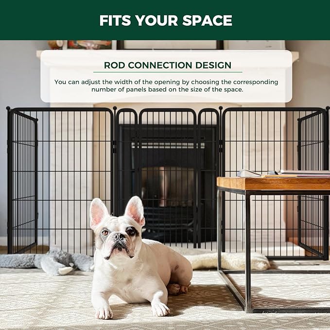FXW Dog Gate Extra Wide Designed for Indoor Use, Adjustable Width Up to 165-inch Wide (40" H 6 Wire Panels for Medium and Large Dogs), Black