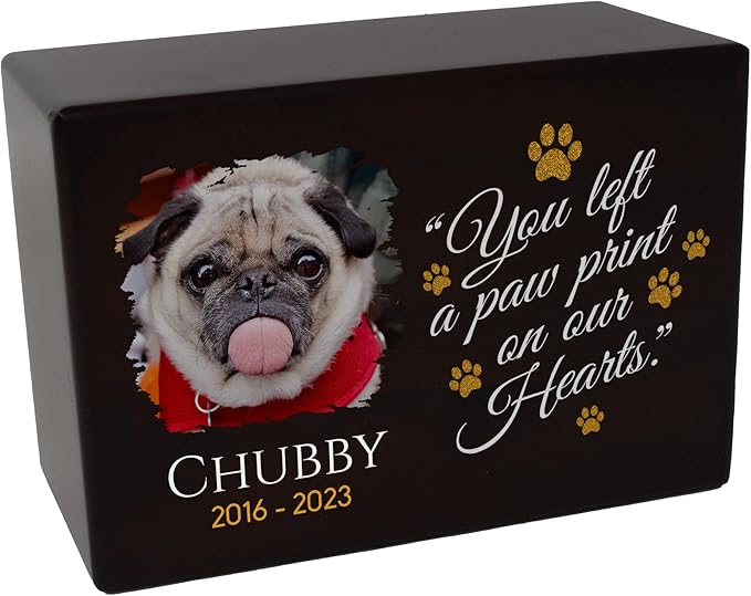 Custom Pet Keepsake Urns for Dogs, Wooden Box Ashes with Photo Your Beloved Pets, Cremation as Sympathy Gifts Lovers - Small, 6'' x 4'' 2.75'' (Chubby) Small 6''x4''x2.75''